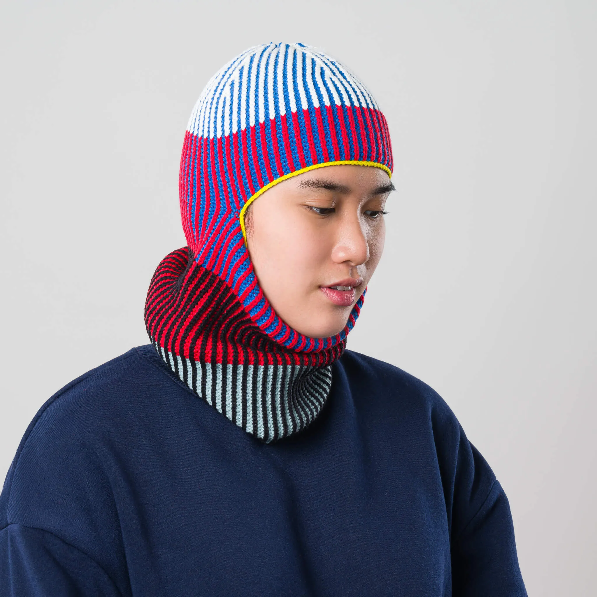 Hi-Low Stripe Knit Balaclava