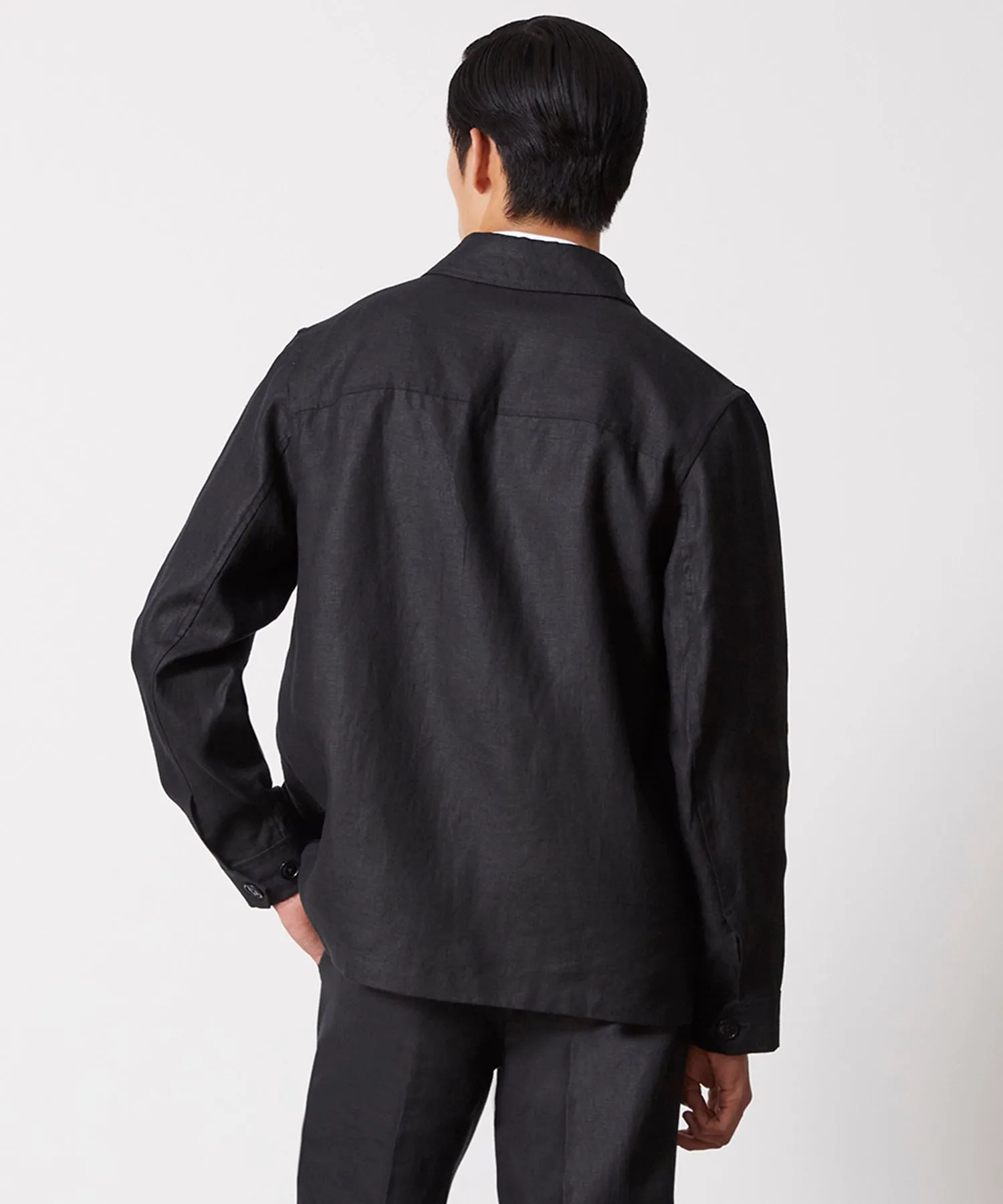 Irish Linen Field Jacket in Black