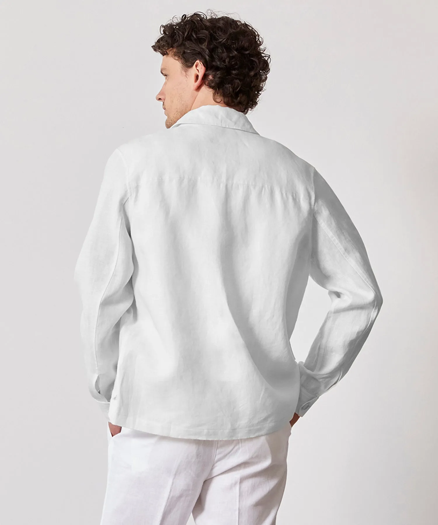 Irish Linen Field Jacket in White