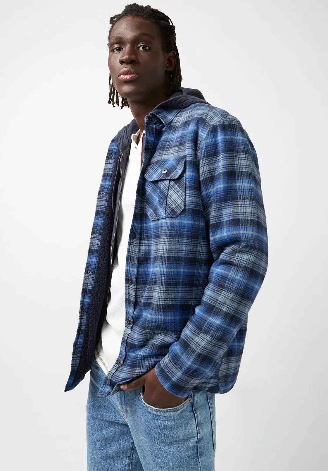 Jaral Men’s Shacket in Blue Plaid - BM24163