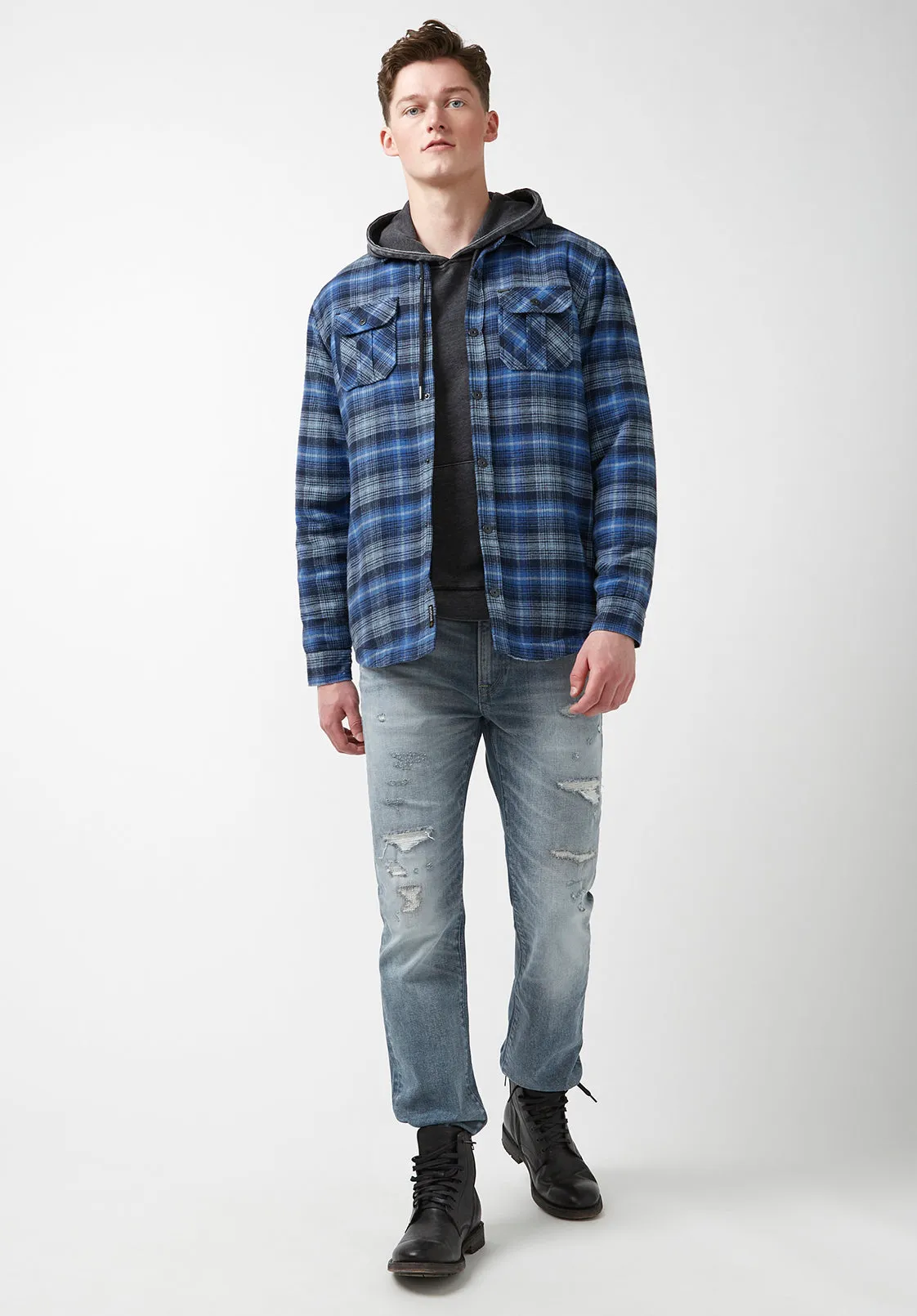 Jaral Men’s Shacket in Blue Plaid - BM24163