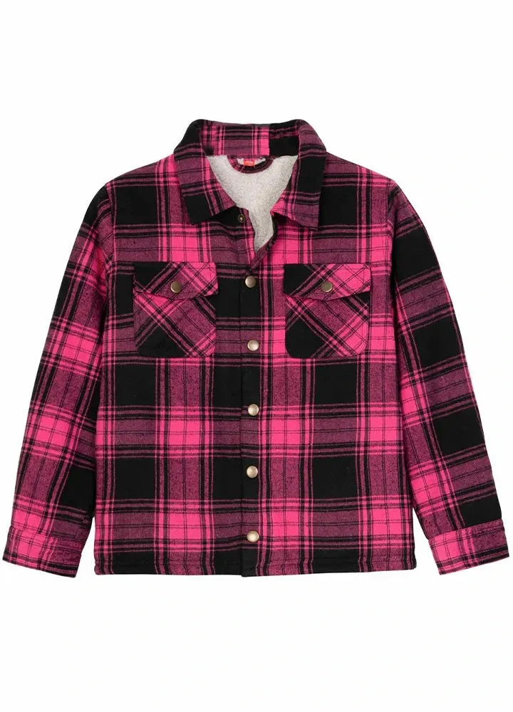 Kids Matching Family Pink Plaid Flannel Shacket