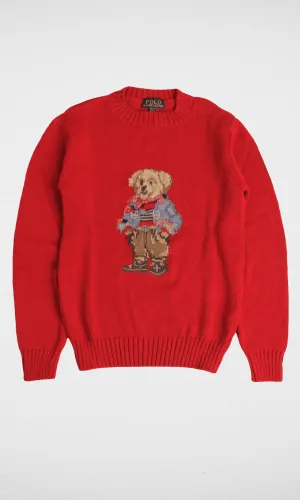 Kids RL Polo Bear Pullover - Red