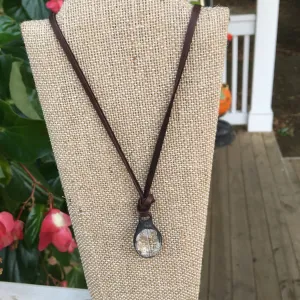 Leather Necklace with Crystal or Tree Pendant