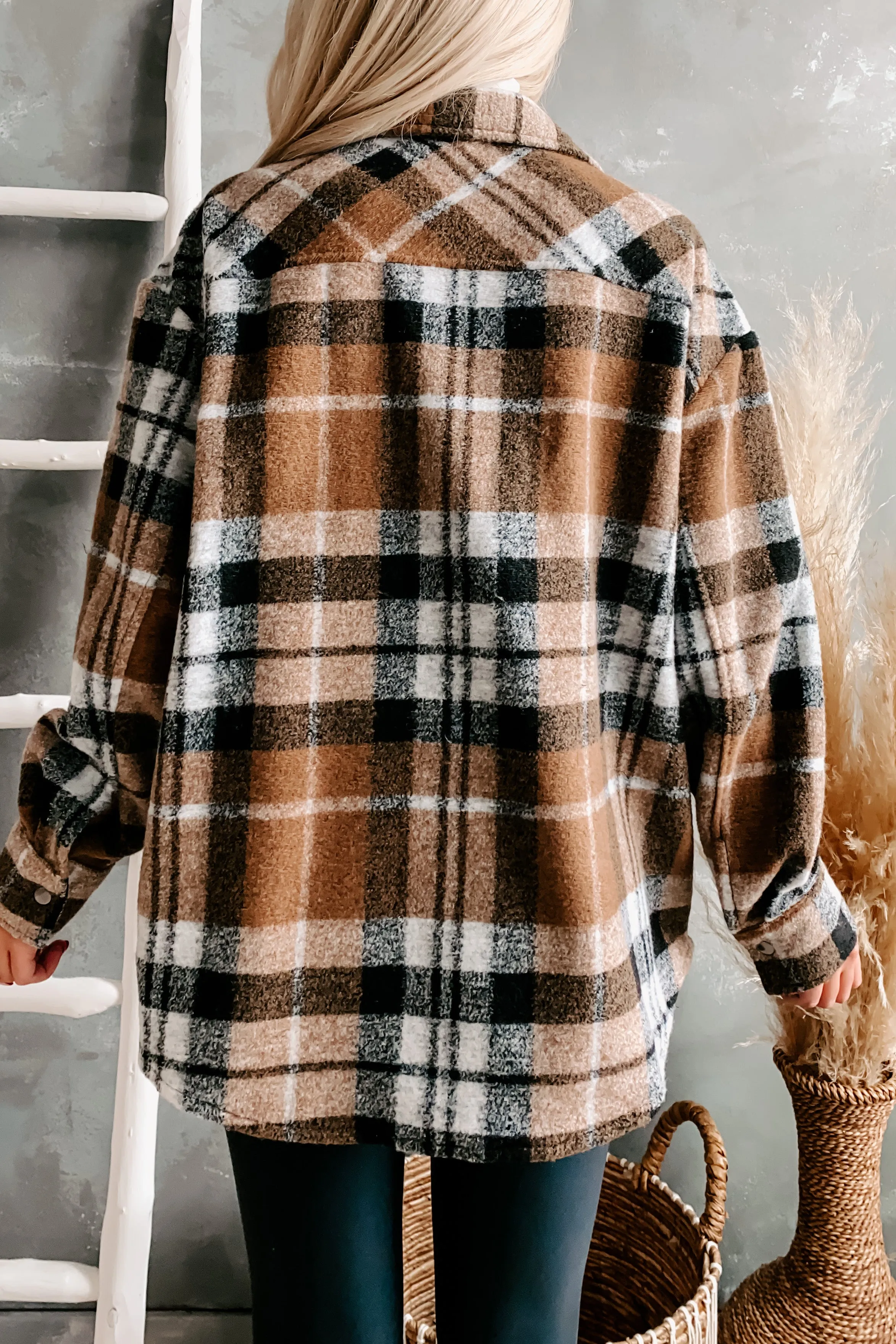 Left Behind Plaid Shacket (Camel/Black)