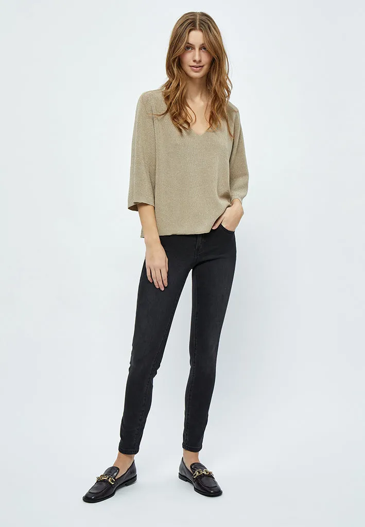 Leila 3/4 Pullover - Cobblestone Lurex