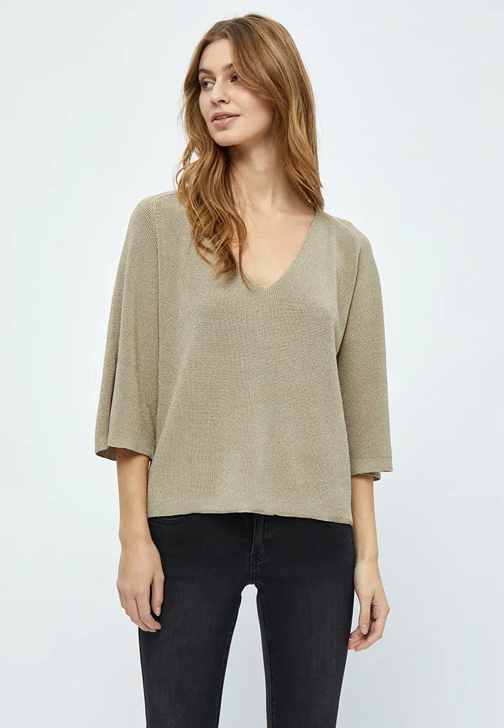 Leila 3/4 Pullover - Cobblestone Lurex