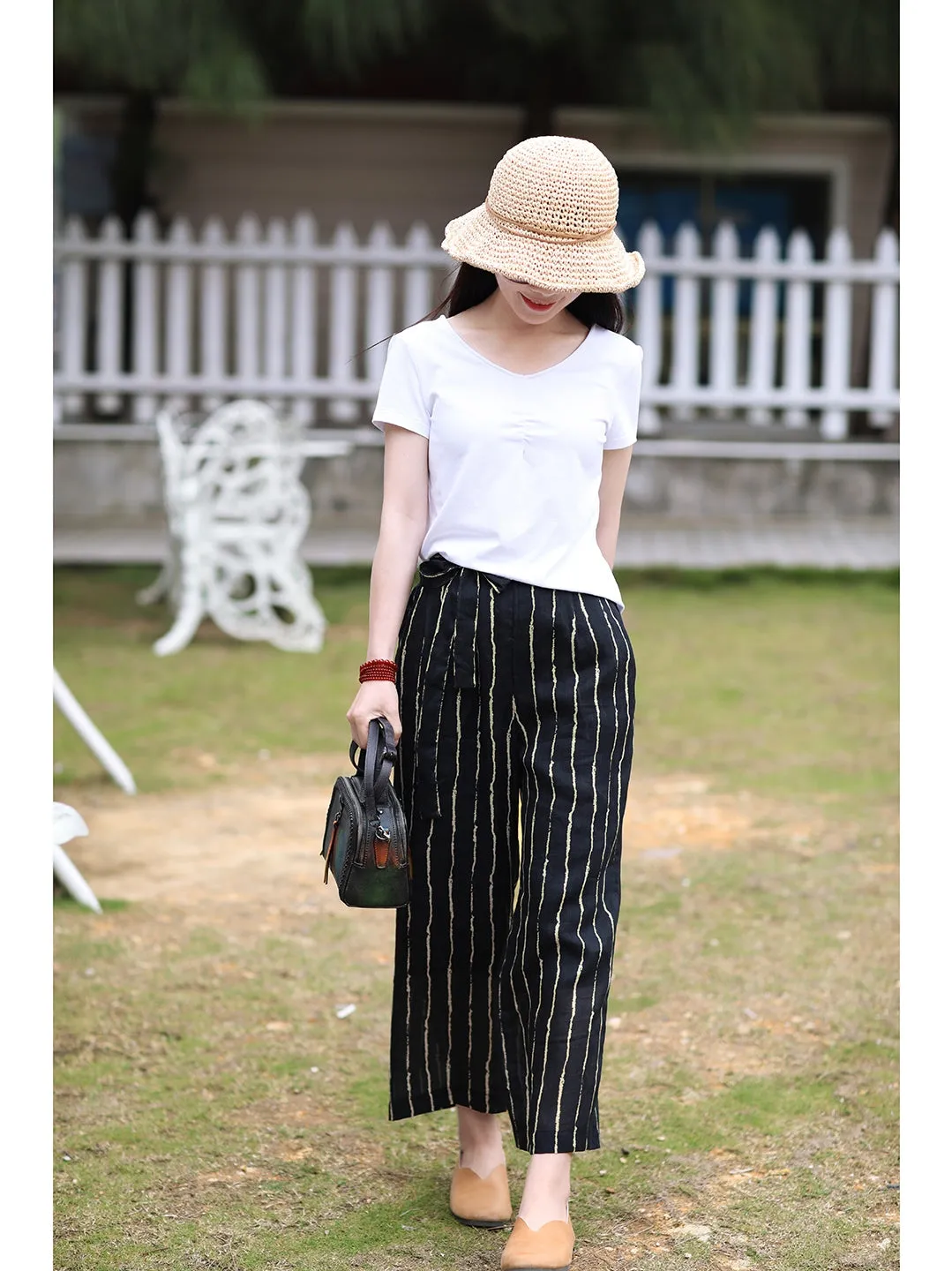 Linen Summer Autumn Women Casual Pants with Pockets SMM97218