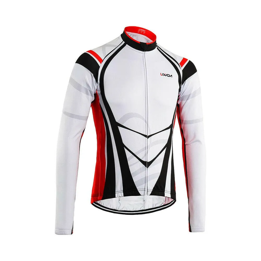 Lixada Men's Winter Thermal Fleece Cycling Clothing Set Long Sleeve Windproof Cycling Jersey Coat Jacket with 3D Padded Pants Trousers