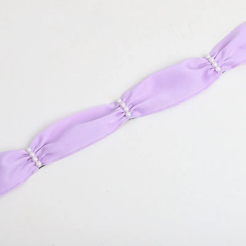 Lolita Pearl Sash Belt Vintage Bow Hair Wrap