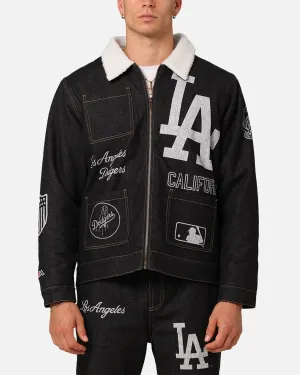 Majestic Athletic Los Angeles Dodgers Etched Denim Shacket Washed Black Denim