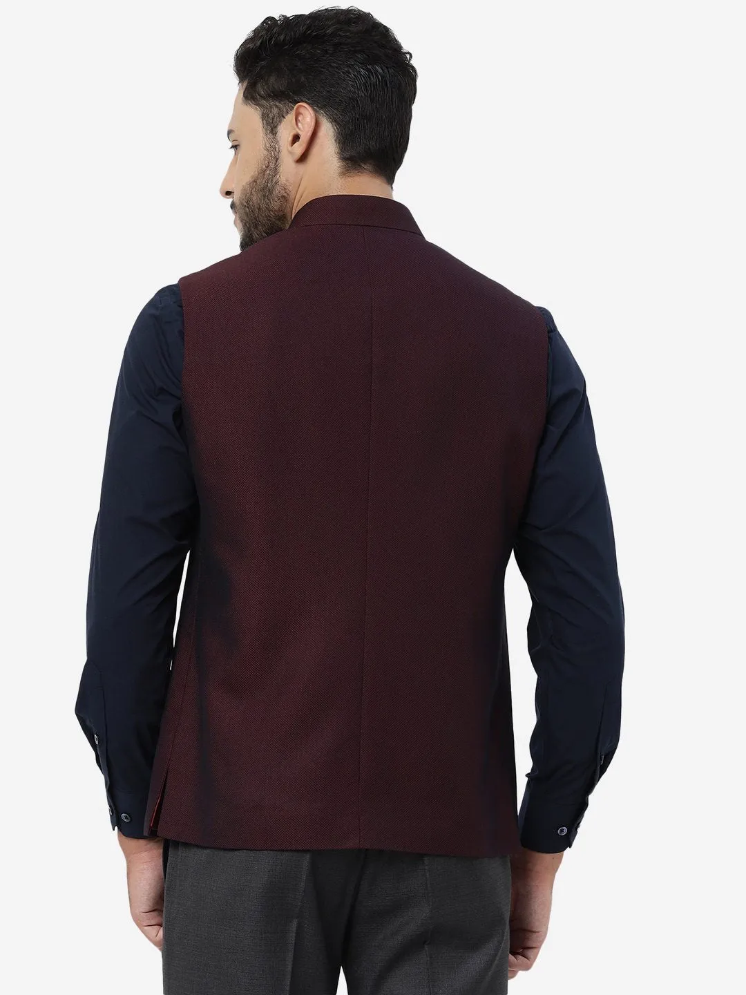 Maroon Checked Regular Fit Modi Jacket | JadeBlue