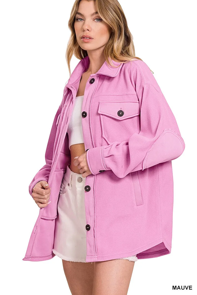 Mauve Oversized Basic Fleece Shacket