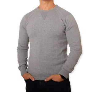 Men Basic Cotton Pullover - Grey