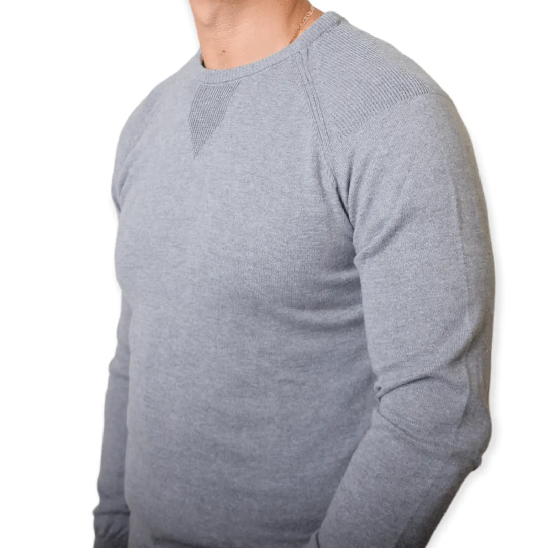 Men Basic Cotton Pullover - Grey