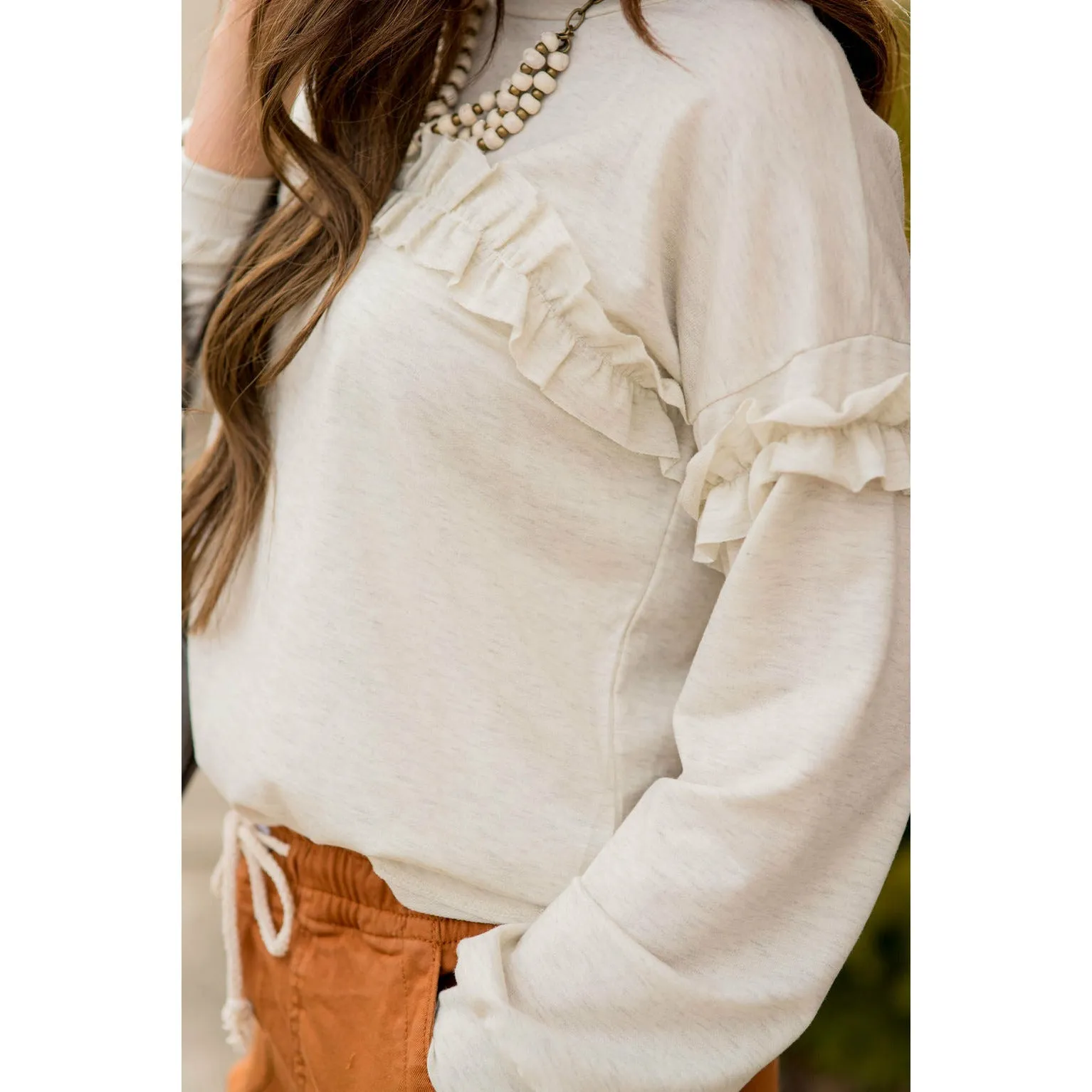 Mid Ruffle Long Sleeve Tee