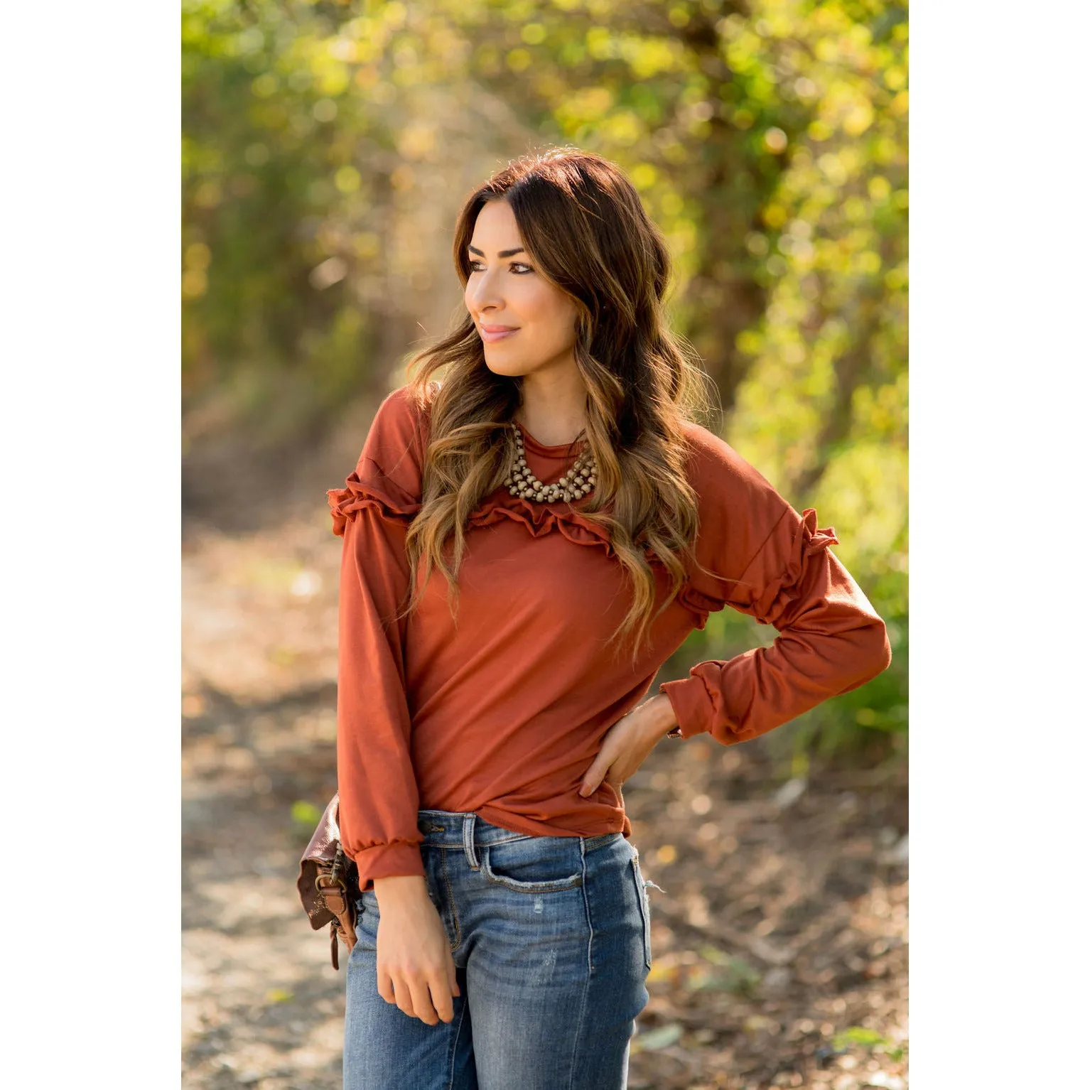 Mid Ruffle Long Sleeve Tee