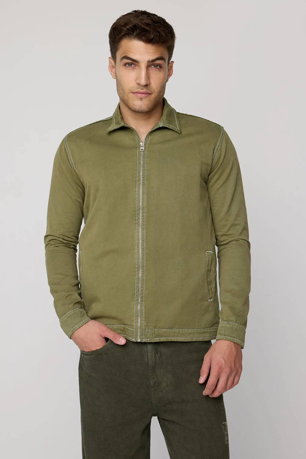 Militant Olive Men’s Long Sleeve Zip Shacket