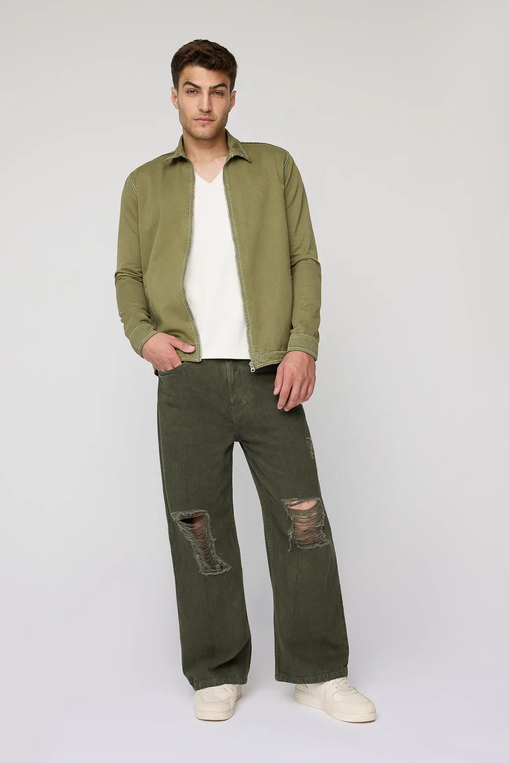 Militant Olive Men’s Long Sleeve Zip Shacket