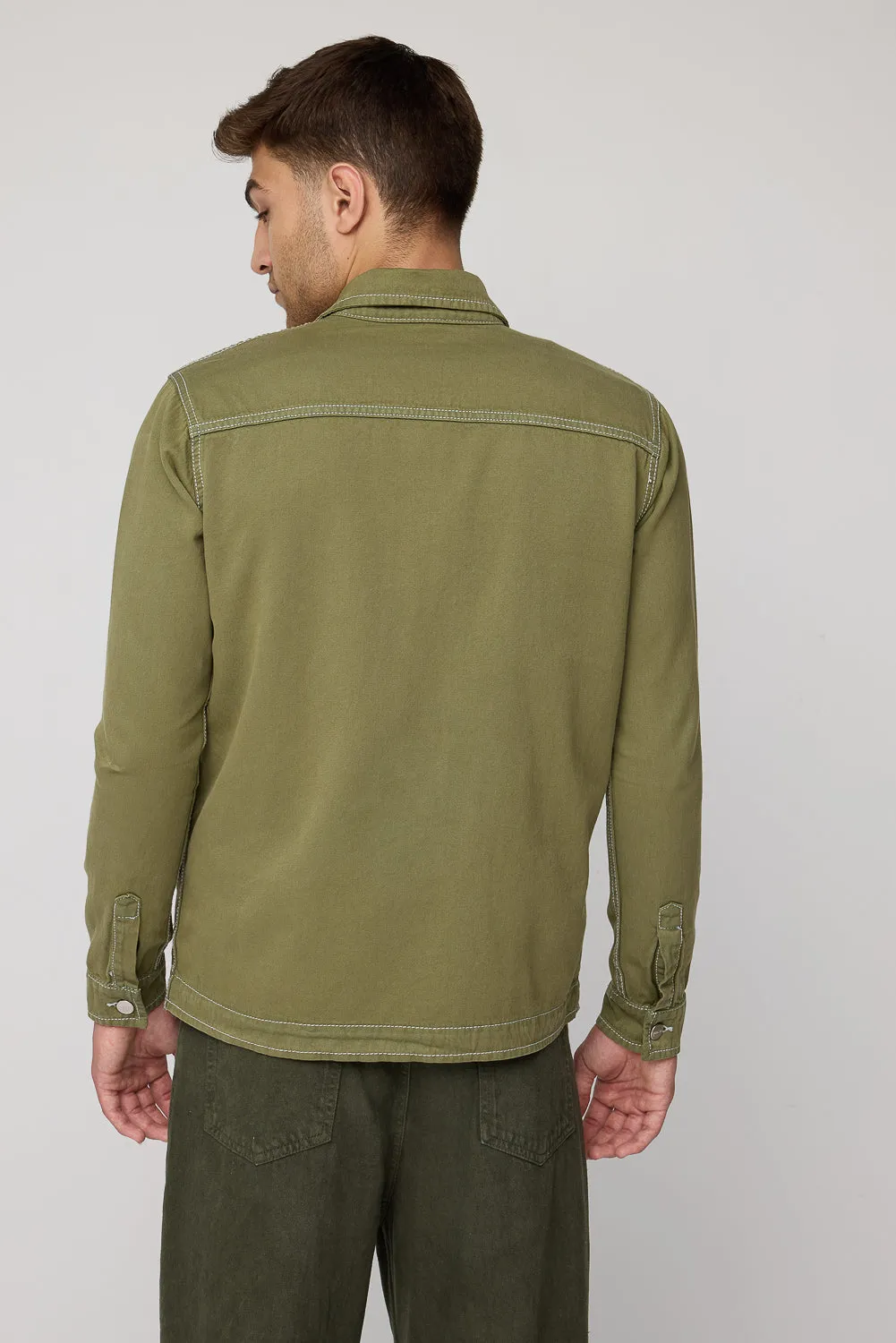 Militant Olive Men’s Long Sleeve Zip Shacket