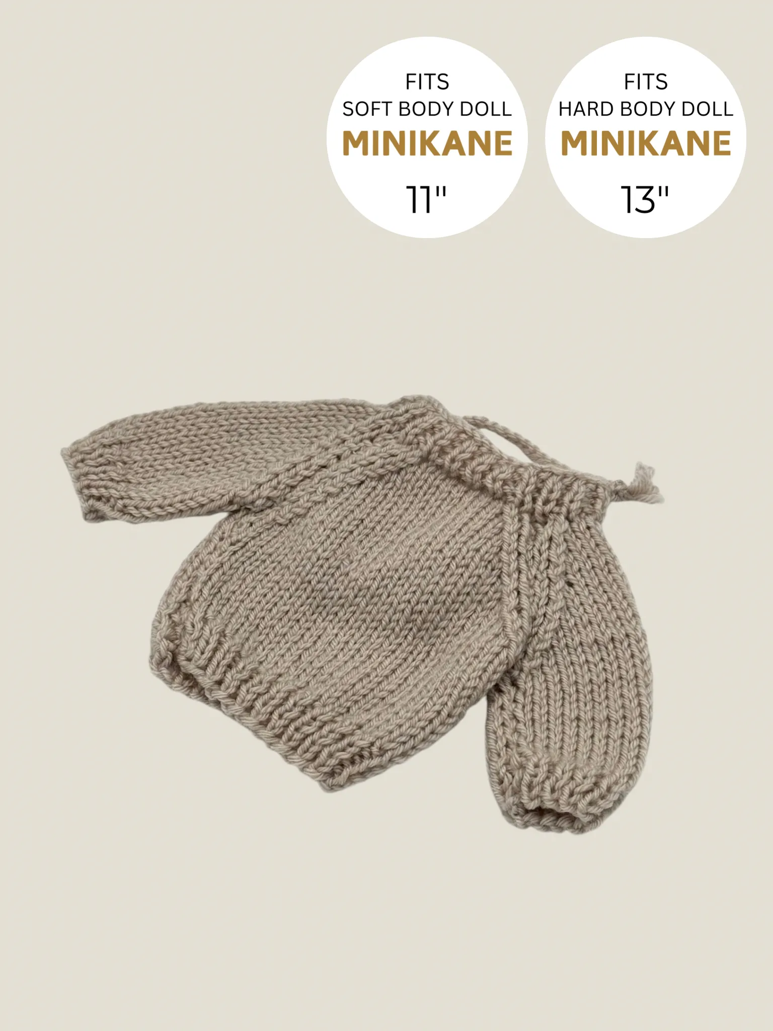 Minikane Doll Clothes | Knitted Pullover - Beige