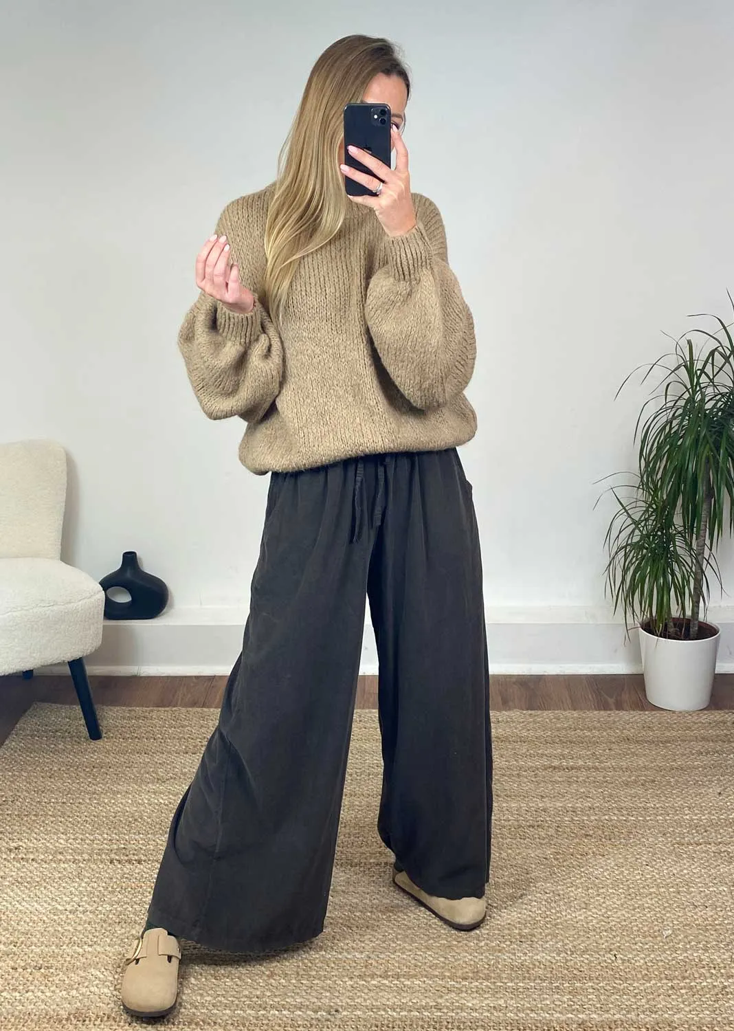 Misty Cord Wide Leg Pants in Brown