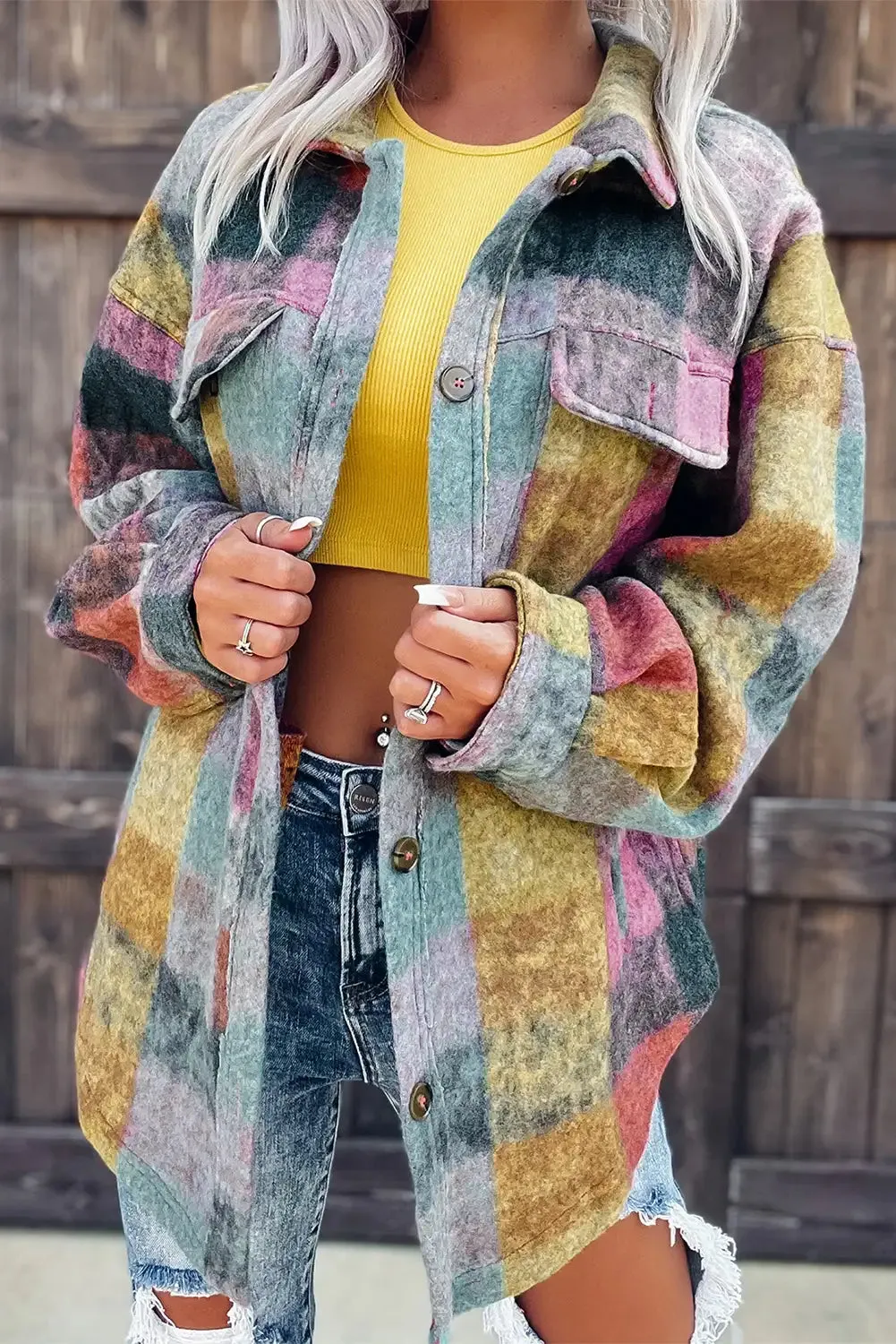 Multicolor Plaid Oversize Shacket