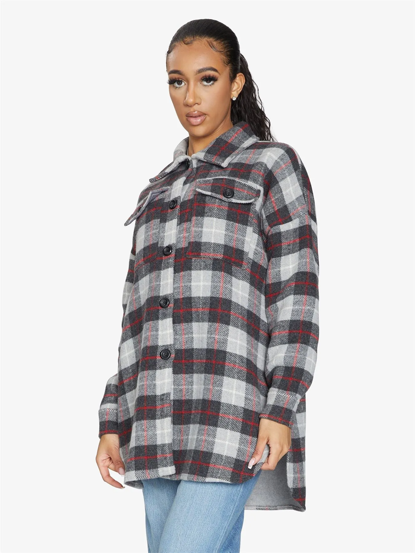 Oversized Nova Check Wool Blend Shacket