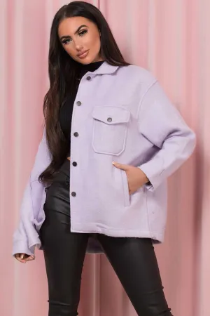 OVERSIZED PLAIN SHACKET- LIGHT LILAC