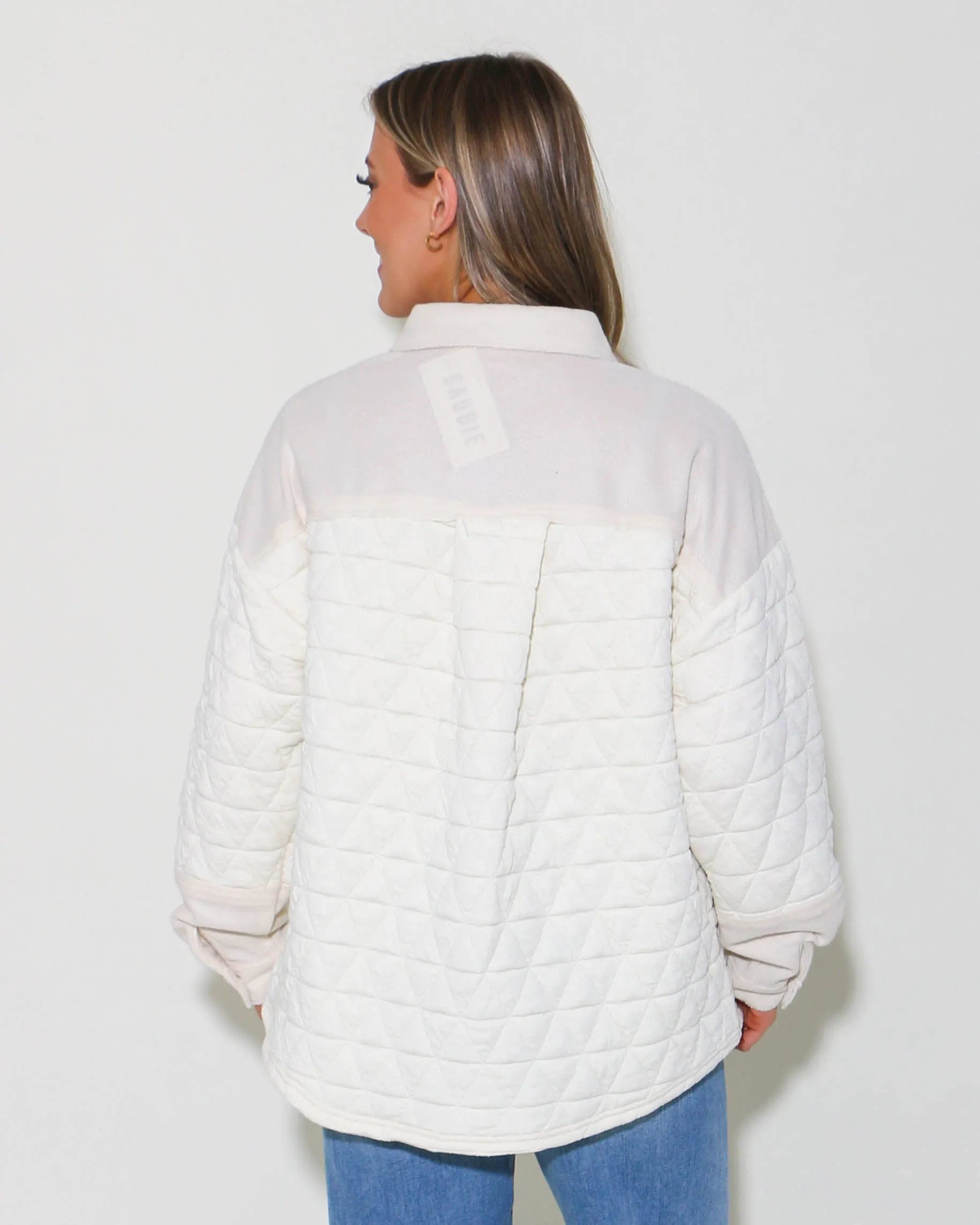 Oversized Quilted Cozy Shacket Jacket in Cream