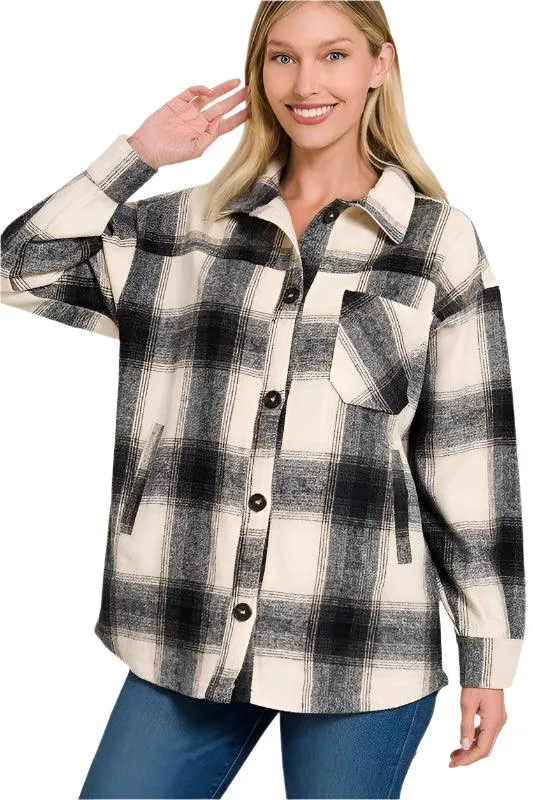 Oversized Yarn Dyed Plaid Longline Shacket