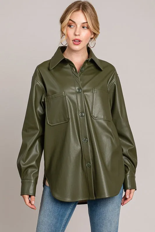 Pleather Oversized Shacket