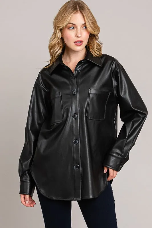 Pleather Oversized Shacket