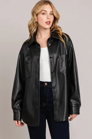 Pleather Oversized Shacket