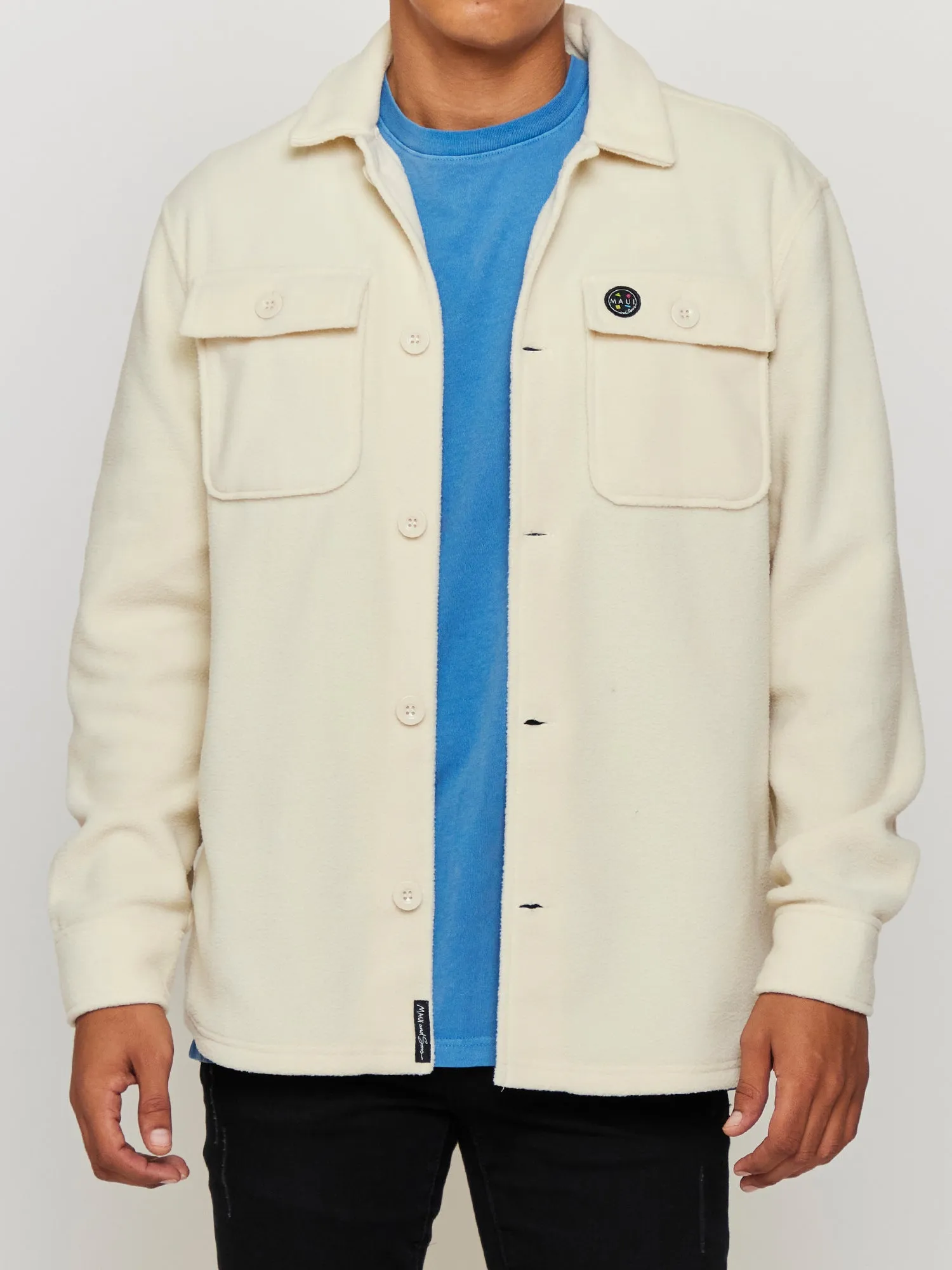 Polar Fleece Shacket in Off-White