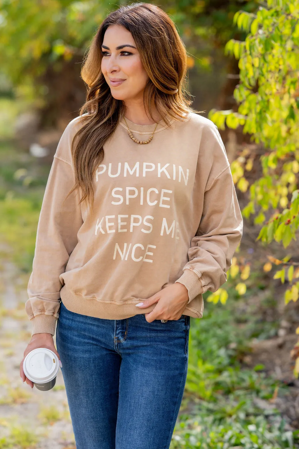 Pumpkin Spice Keeps Me Nice Graphic Crewneck