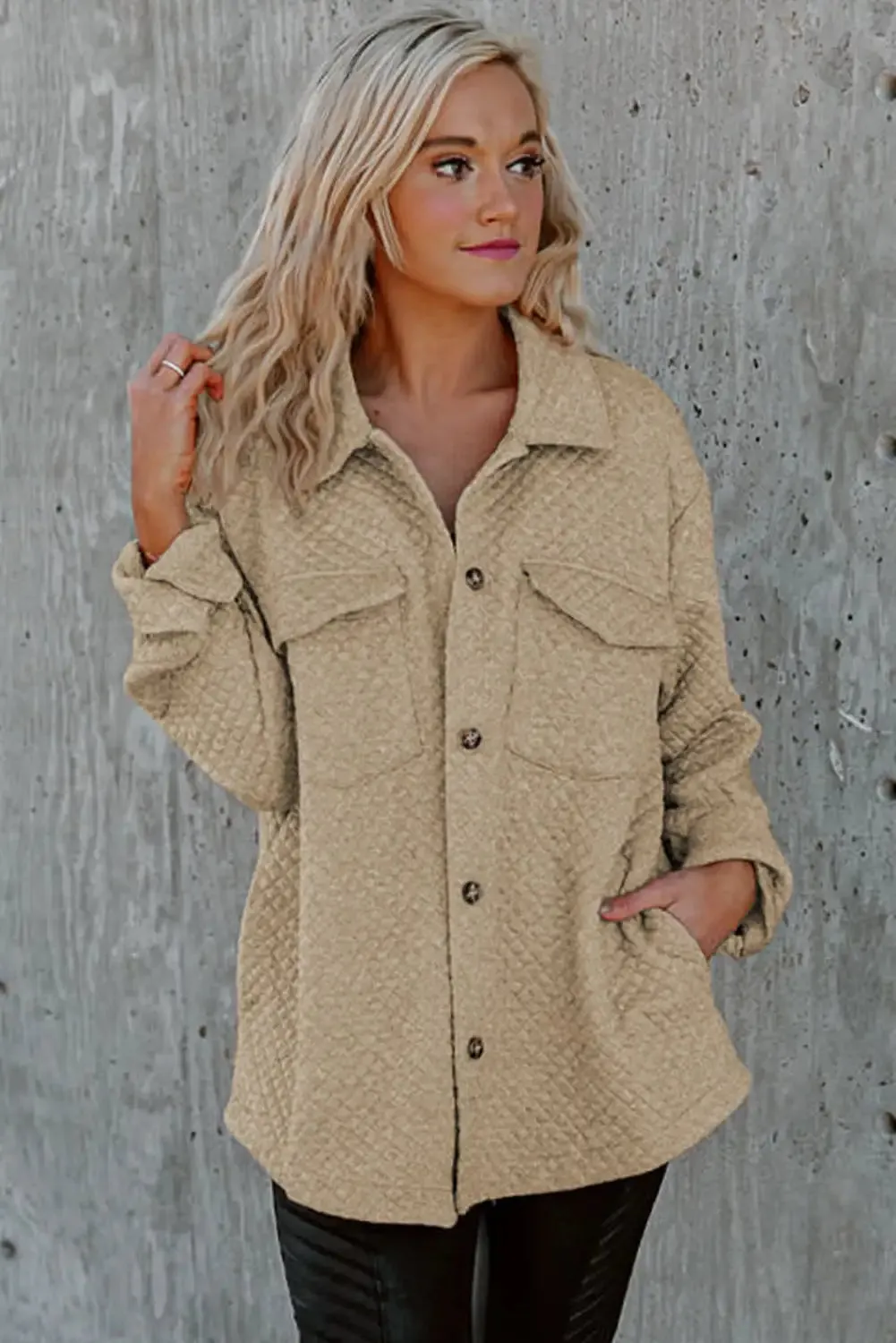 Retro Khaki Quilted Shacket