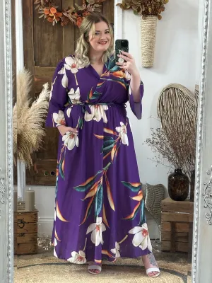 Rich Purple Bold Floral Thea Dress