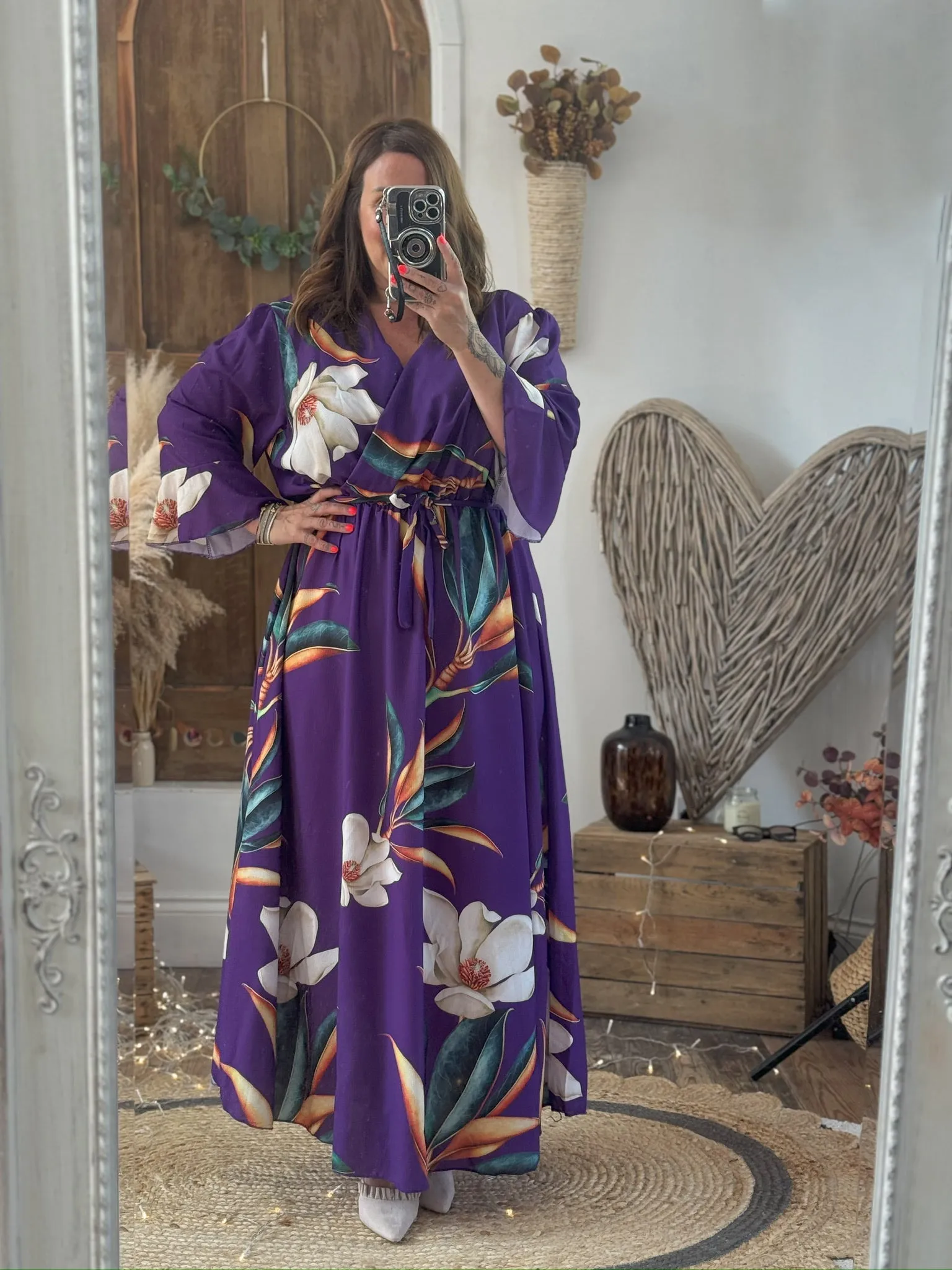 Rich Purple Bold Floral Thea Dress