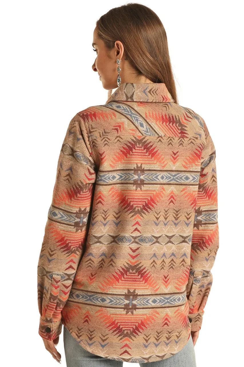 Rock & Roll Women Aztec Print Shacket