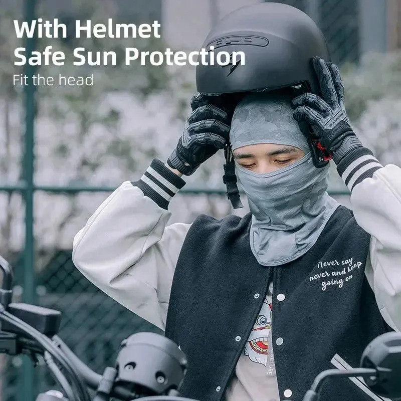 ROCKBROS Women Men's Balaclava Sun Protection Electric Bicycle Motorcycle Full Face Mask Ice Silk Headgear Cycling Spring Summer