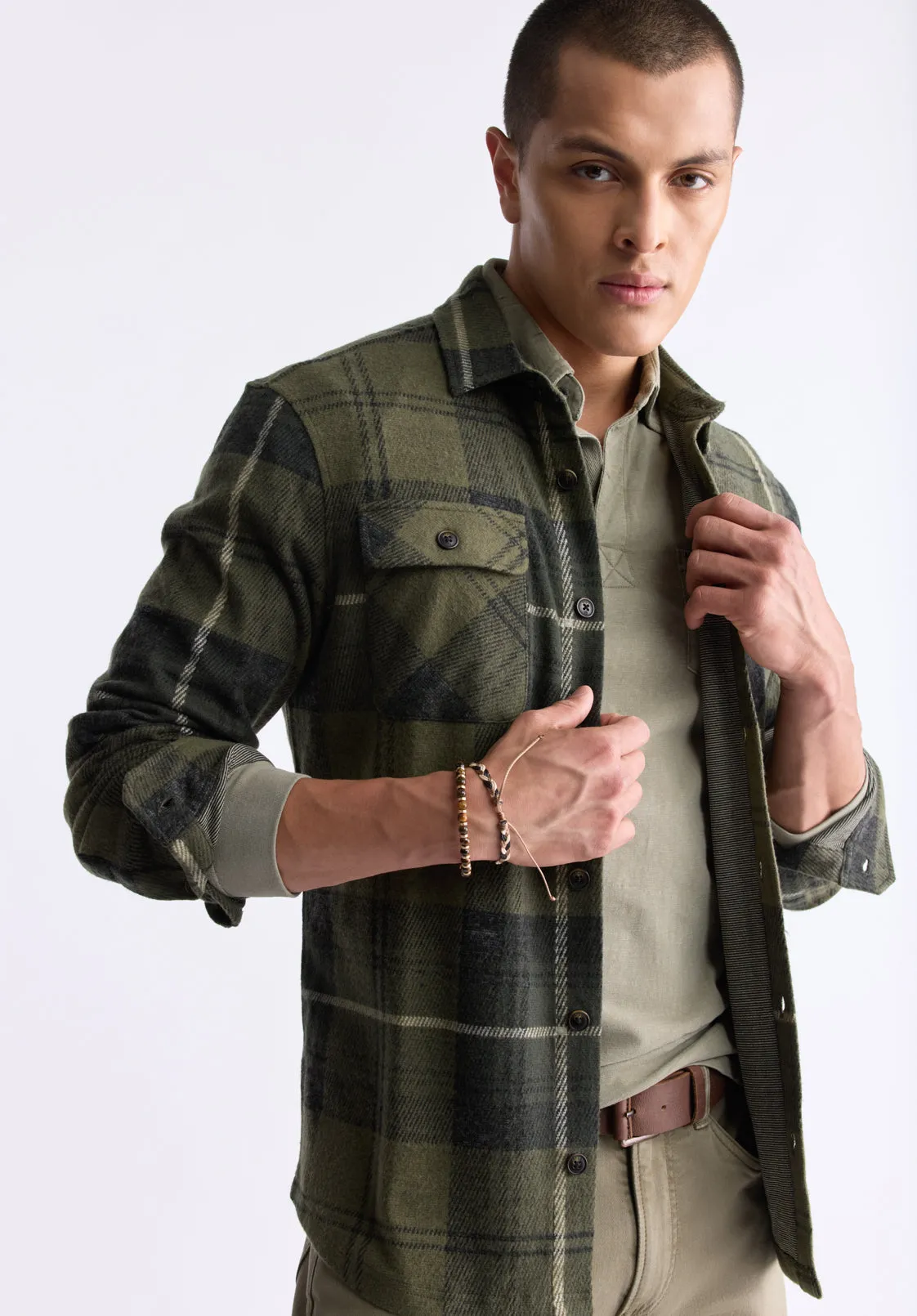 Samme Men's Plaid Blanket Shirt, Fern Green - BM24461