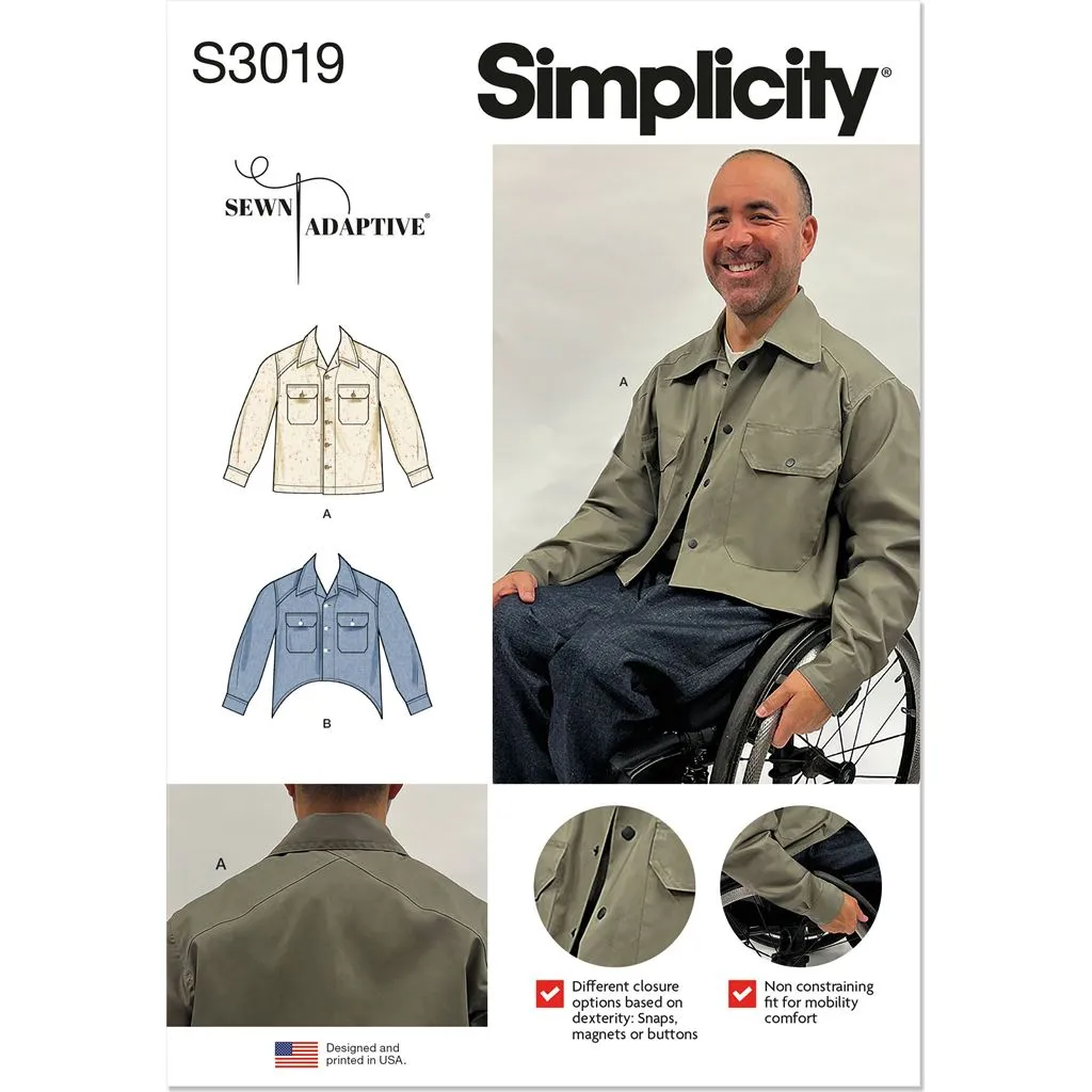 Simplicity Sewing Pattern S3019 Unisex Adaptive Shacket by Sewn Adaptive