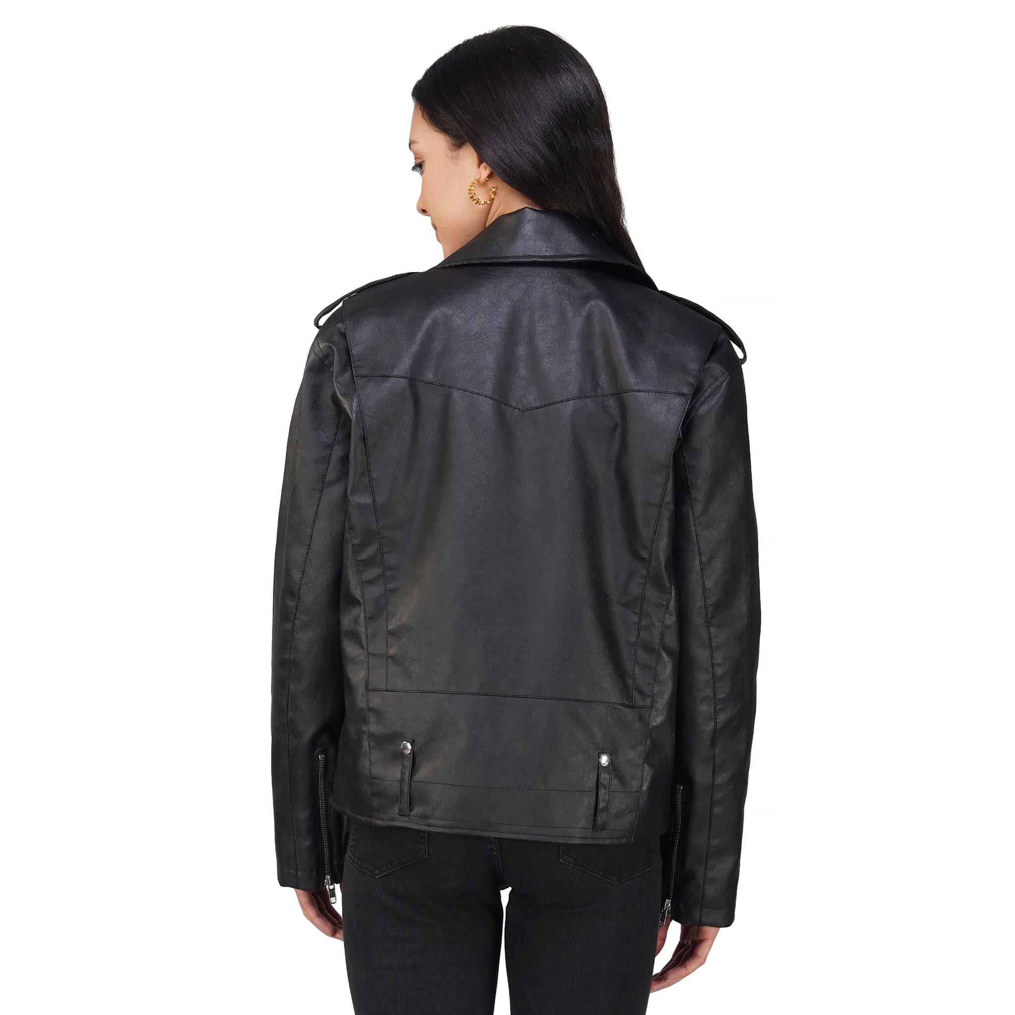 SLAY. Women's Black Faux Leather Jacket