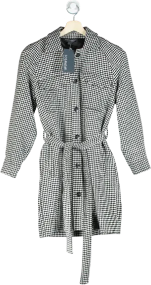 Sosandar Black-White Dogtooth Belted Shacket UK 8