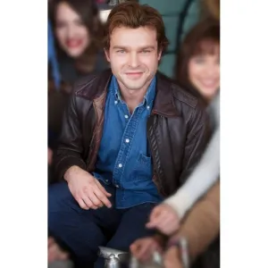 Star Wars Story Alden Ehrenreich Brown Leather Jacket