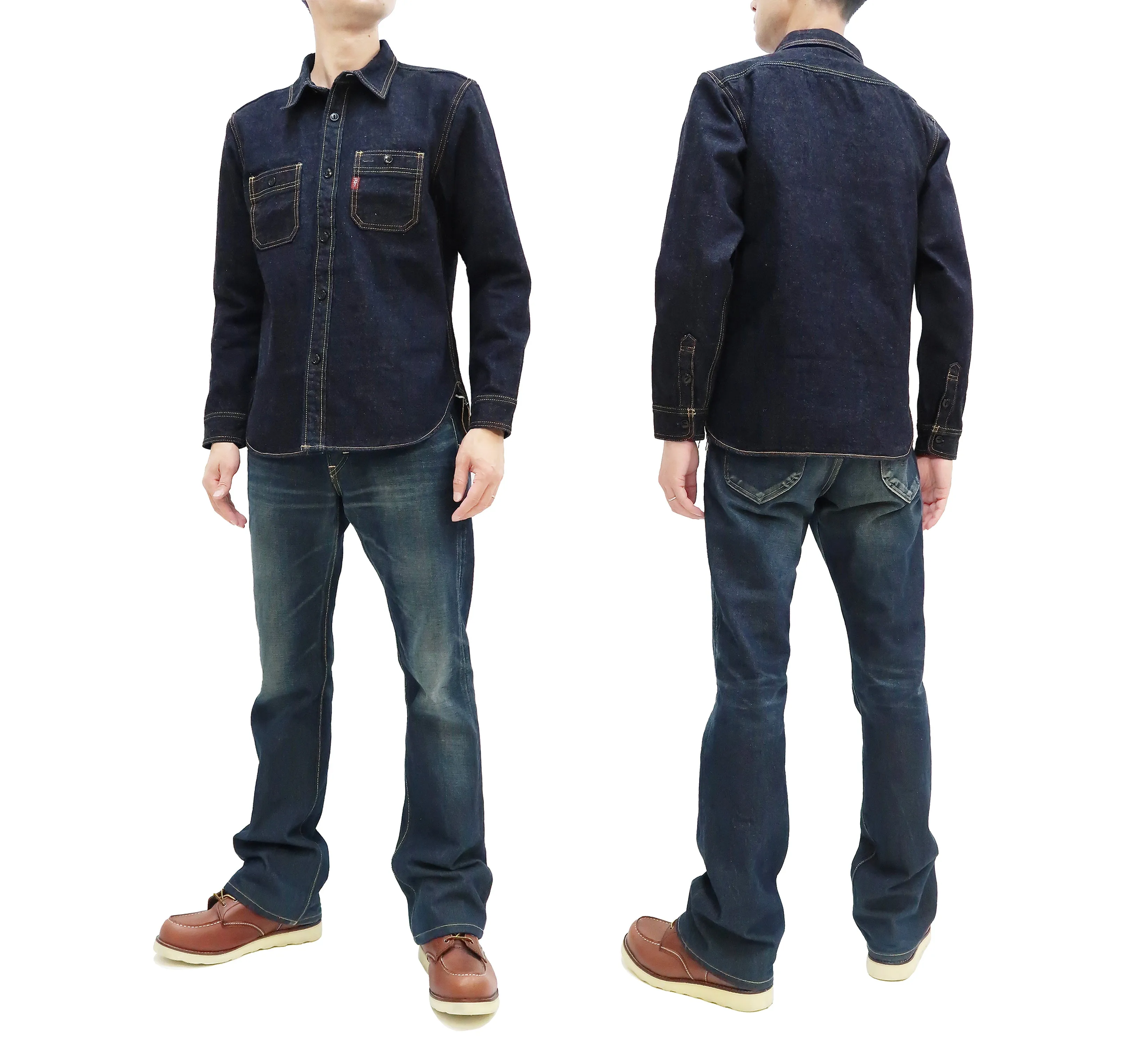 Studio D'artisan Denim Shirt Men's Long Sleeve 14 Oz. Heavy Japanese Selvage Denim Work Shirt D5335