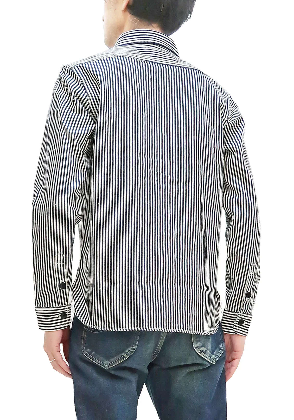 Studio D'artisan Hickory Shirt Men's Long Sleeve 14 Oz. Heavy Japanese Hickory Stripe Work Shirt D5335H