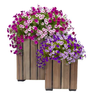 Sunnydaze 2-Piece Wooden Planter Boxes with Vertical Planks