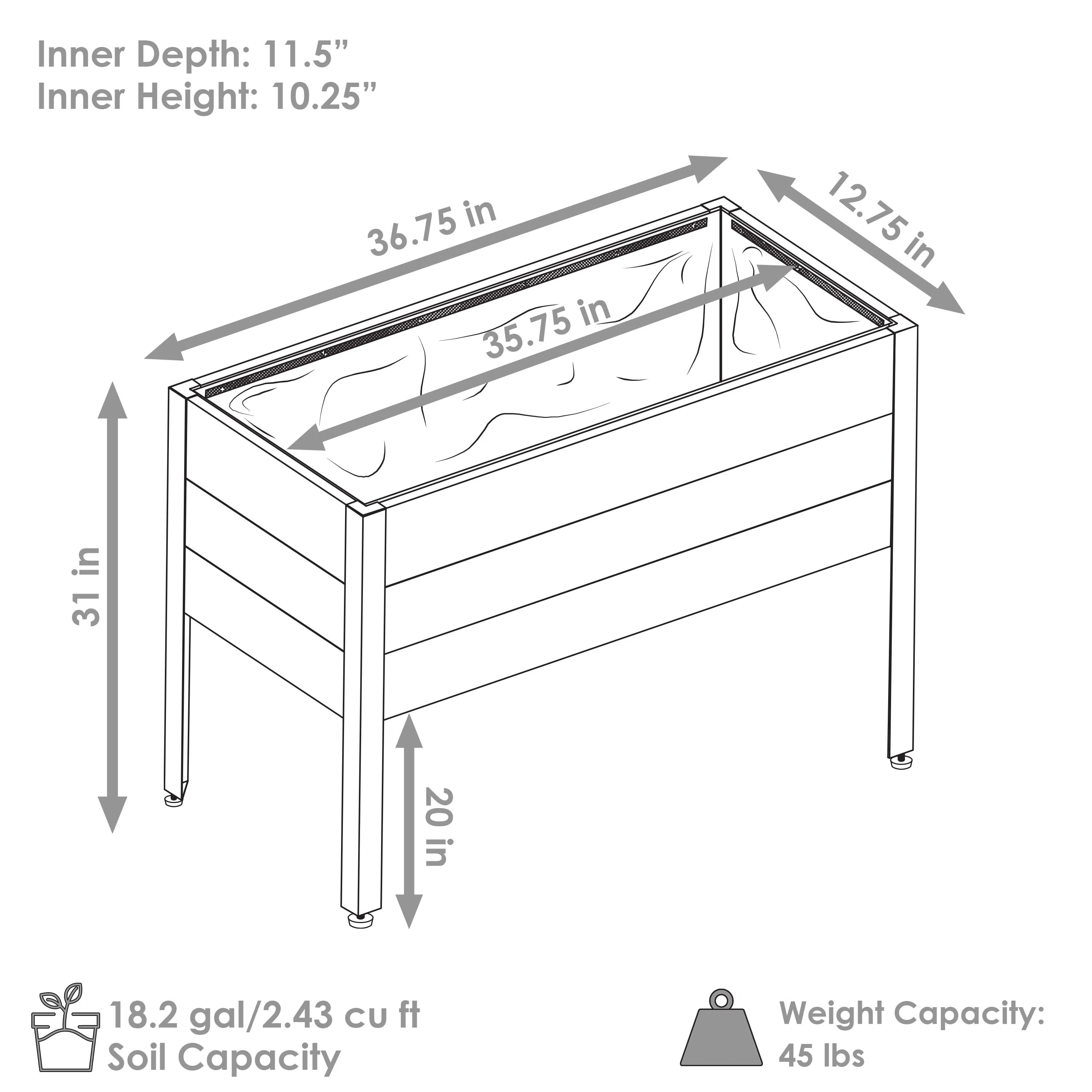 Sunnydaze Acacia Wood Raised Garden Bed with Legs - 31" H